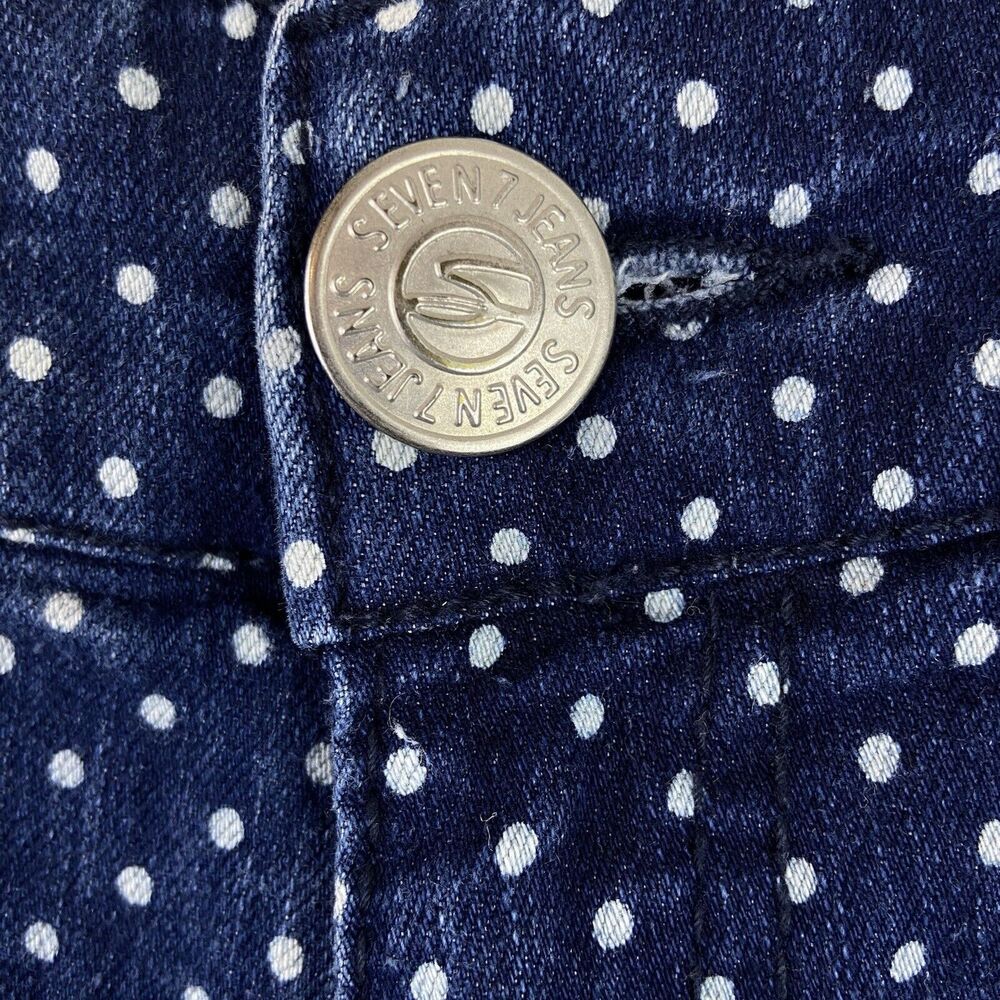 Seven7 Shorts Polka Dot Denim Blue Cotton Stretch Classic Womens 8 - Picture 2 of 8